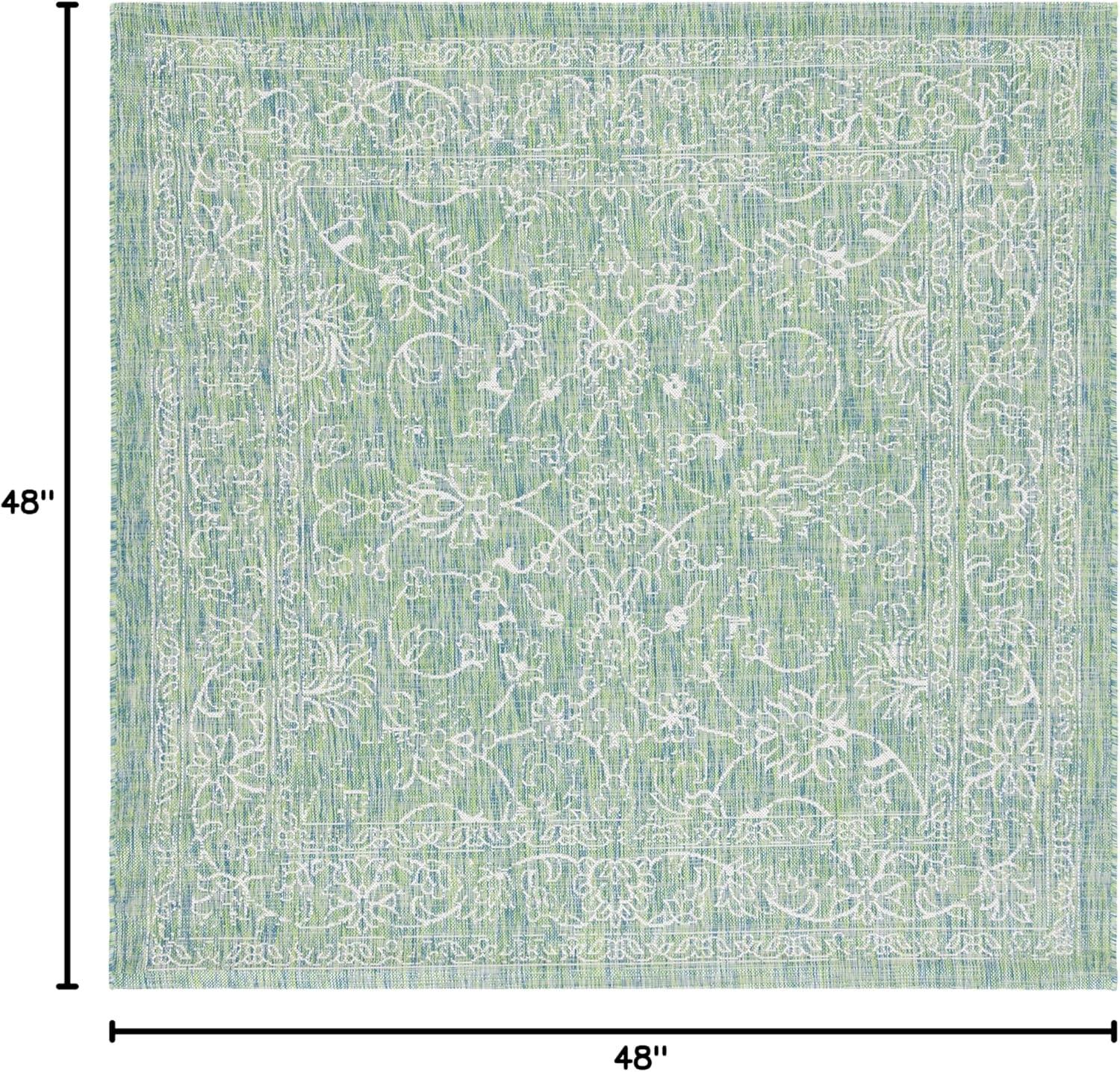 image:imageSAFAVIEH Washable Rug Outdoor Courtyard Collection 9 x 12 Aqua Blue amp Grey NonShedding amp Easy Cleaning Ideal for Patio Backyard Mudroom CY868037121GreenIvory
