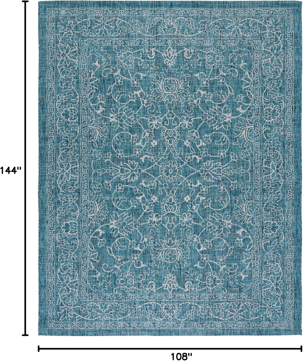 image:imageSAFAVIEH Washable Rug Outdoor Courtyard Collection 9 x 12 Aqua Blue amp Grey NonShedding amp Easy Cleaning Ideal for Patio Backyard Mudroom CY868037121Turquoise