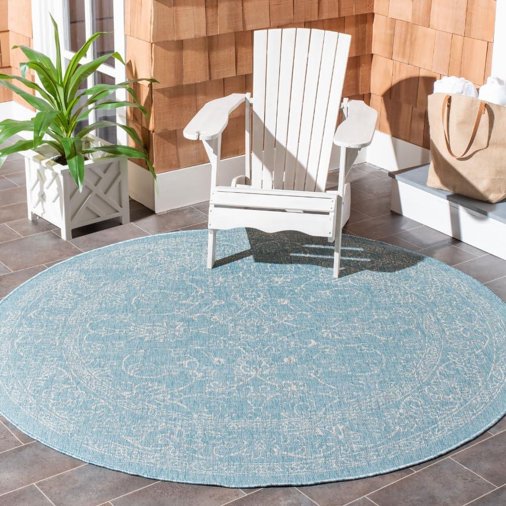 image:imageSAFAVIEH Washable Rug Outdoor Courtyard Collection 9 x 12 Aqua Blue amp Grey NonShedding amp Easy Cleaning Ideal for Patio Backyard Mudroom CY868037121AquaGrey