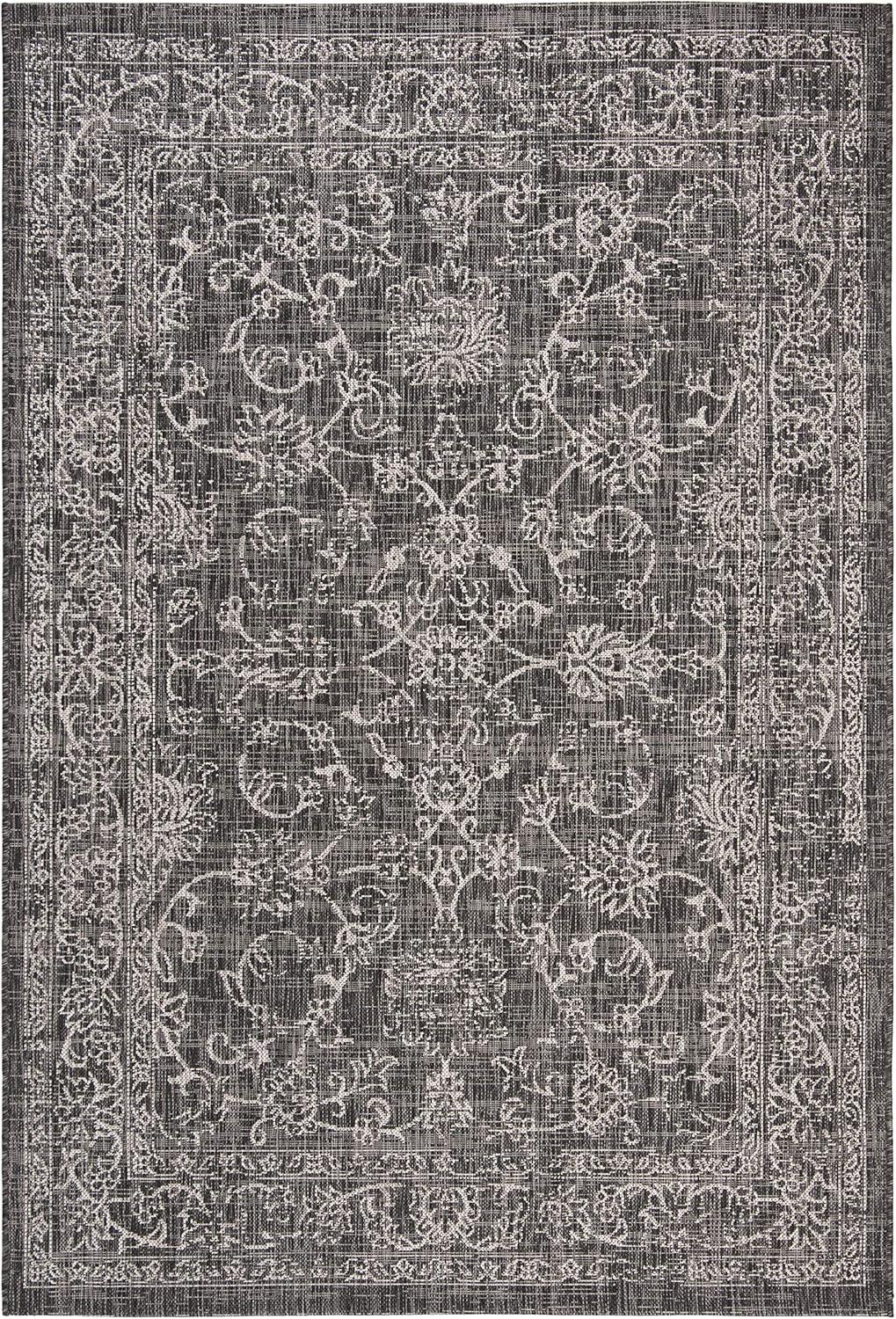 image:imageSAFAVIEH Washable Rug Outdoor Courtyard Collection 9 x 12 Aqua Blue amp Grey NonShedding amp Easy Cleaning Ideal for Patio Backyard Mudroom CY868037121BlackIvory