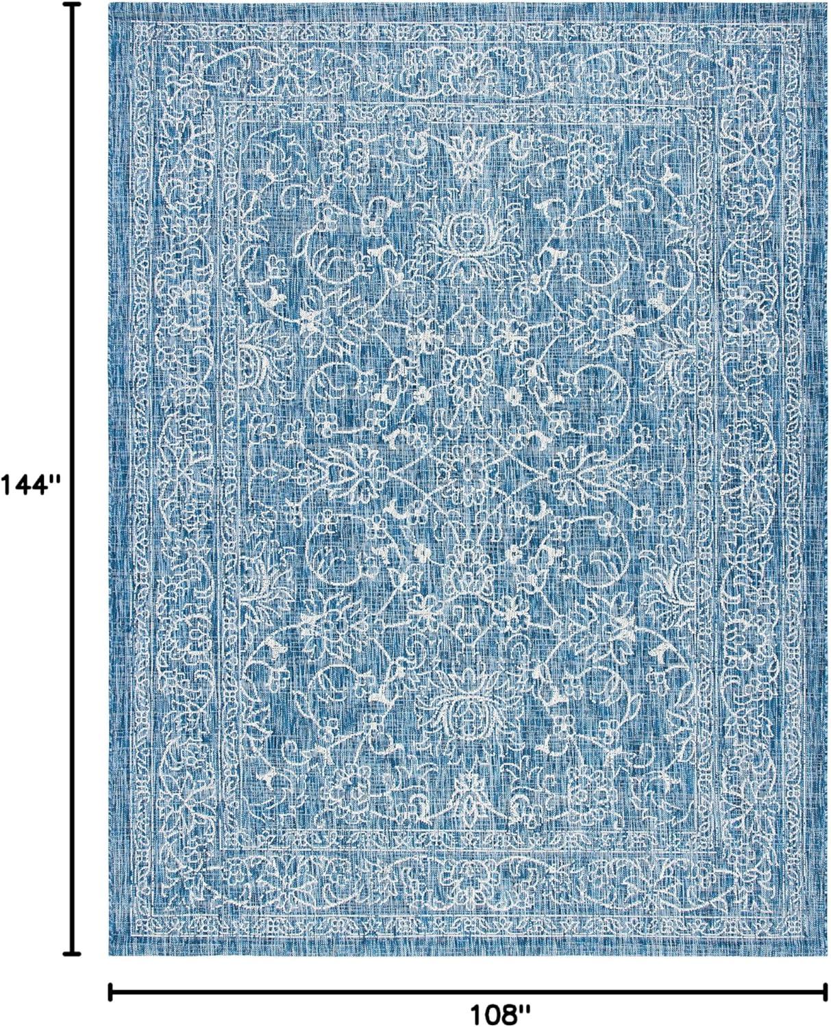 image:imageSAFAVIEH Washable Rug Outdoor Courtyard Collection 9 x 12 Aqua Blue amp Grey NonShedding amp Easy Cleaning Ideal for Patio Backyard Mudroom CY868037121NavyIvory