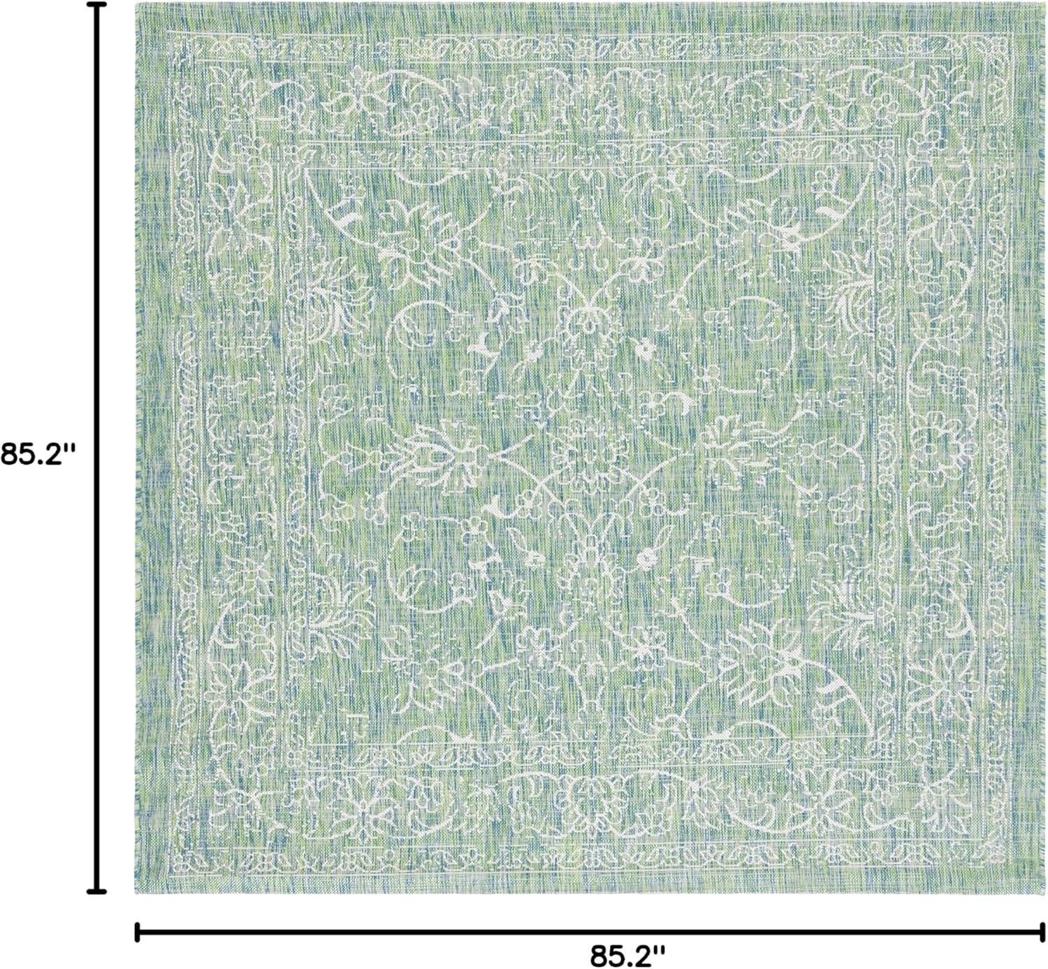 image:imageSAFAVIEH Washable Rug Outdoor Courtyard Collection 9 x 12 Aqua Blue amp Grey NonShedding amp Easy Cleaning Ideal for Patio Backyard Mudroom CY868037121GreenIvory