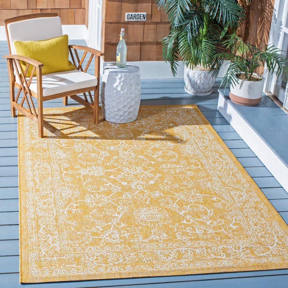 image:imageSAFAVIEH Washable Rug Outdoor Courtyard Collection 9 x 12 Aqua Blue amp Grey NonShedding amp Easy Cleaning Ideal for Patio Backyard Mudroom CY868037121GoldIvory