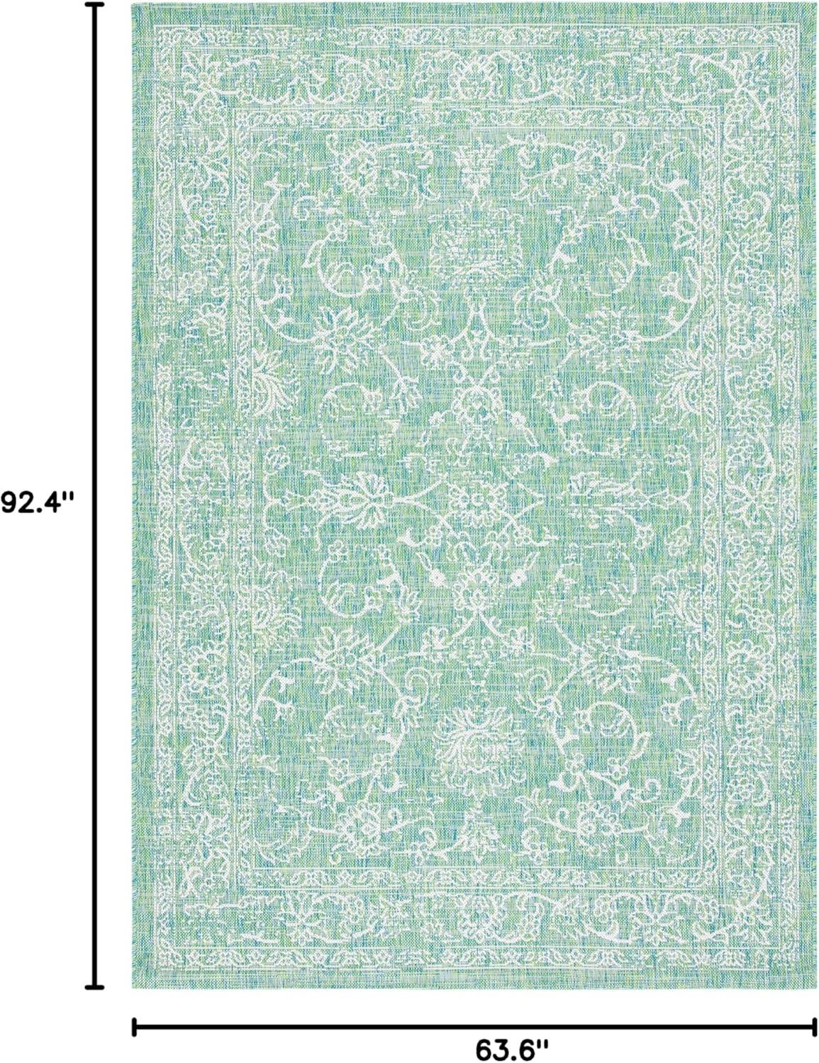 image:imageSAFAVIEH Washable Rug Outdoor Courtyard Collection 9 x 12 Aqua Blue amp Grey NonShedding amp Easy Cleaning Ideal for Patio Backyard Mudroom CY868037121GreenIvory