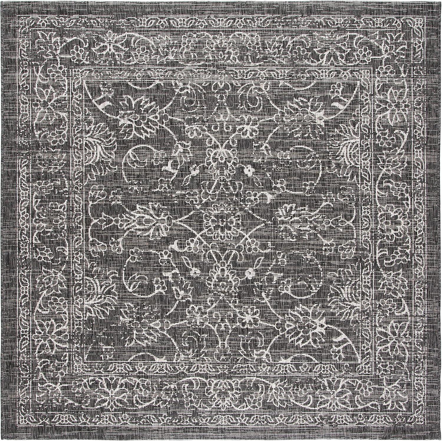 image:imageSAFAVIEH Washable Rug Outdoor Courtyard Collection 9 x 12 Aqua Blue amp Grey NonShedding amp Easy Cleaning Ideal for Patio Backyard Mudroom CY868037121BlackIvory