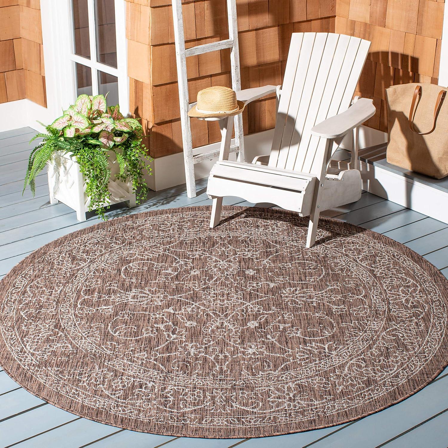 image:imageSAFAVIEH Washable Rug Outdoor Courtyard Collection 9 x 12 Aqua Blue amp Grey NonShedding amp Easy Cleaning Ideal for Patio Backyard Mudroom CY868037121BrownIvory