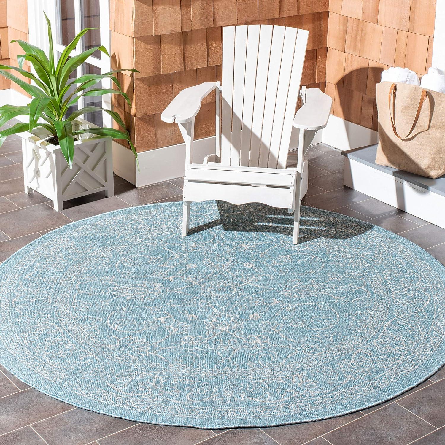 image:imageSAFAVIEH Washable Rug Outdoor Courtyard Collection 9 x 12 Aqua Blue amp Grey NonShedding amp Easy Cleaning Ideal for Patio Backyard Mudroom CY868037121AquaGrey