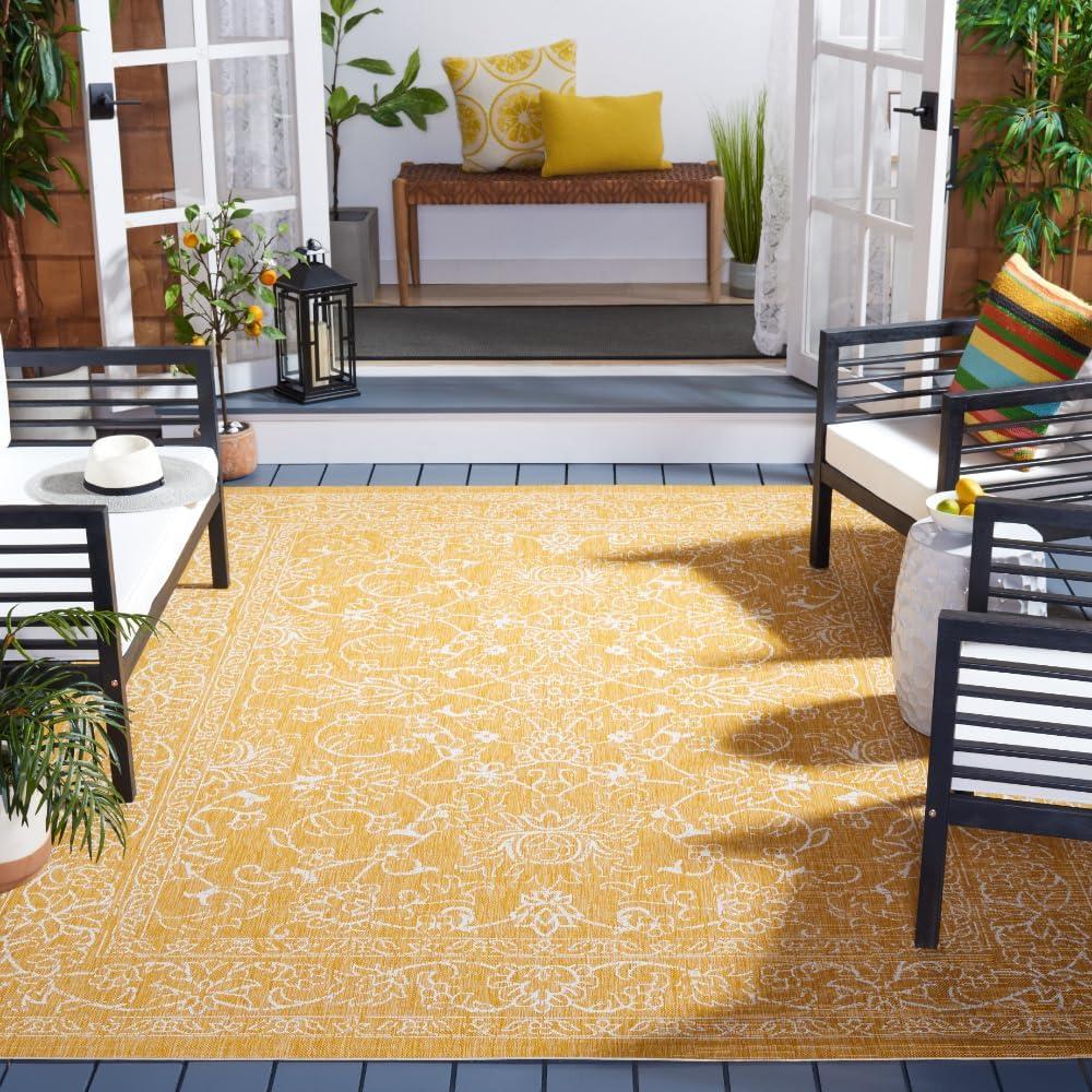 image:imageSAFAVIEH Washable Rug Outdoor Courtyard Collection 9 x 12 Aqua Blue amp Grey NonShedding amp Easy Cleaning Ideal for Patio Backyard Mudroom CY868037121GoldIvory