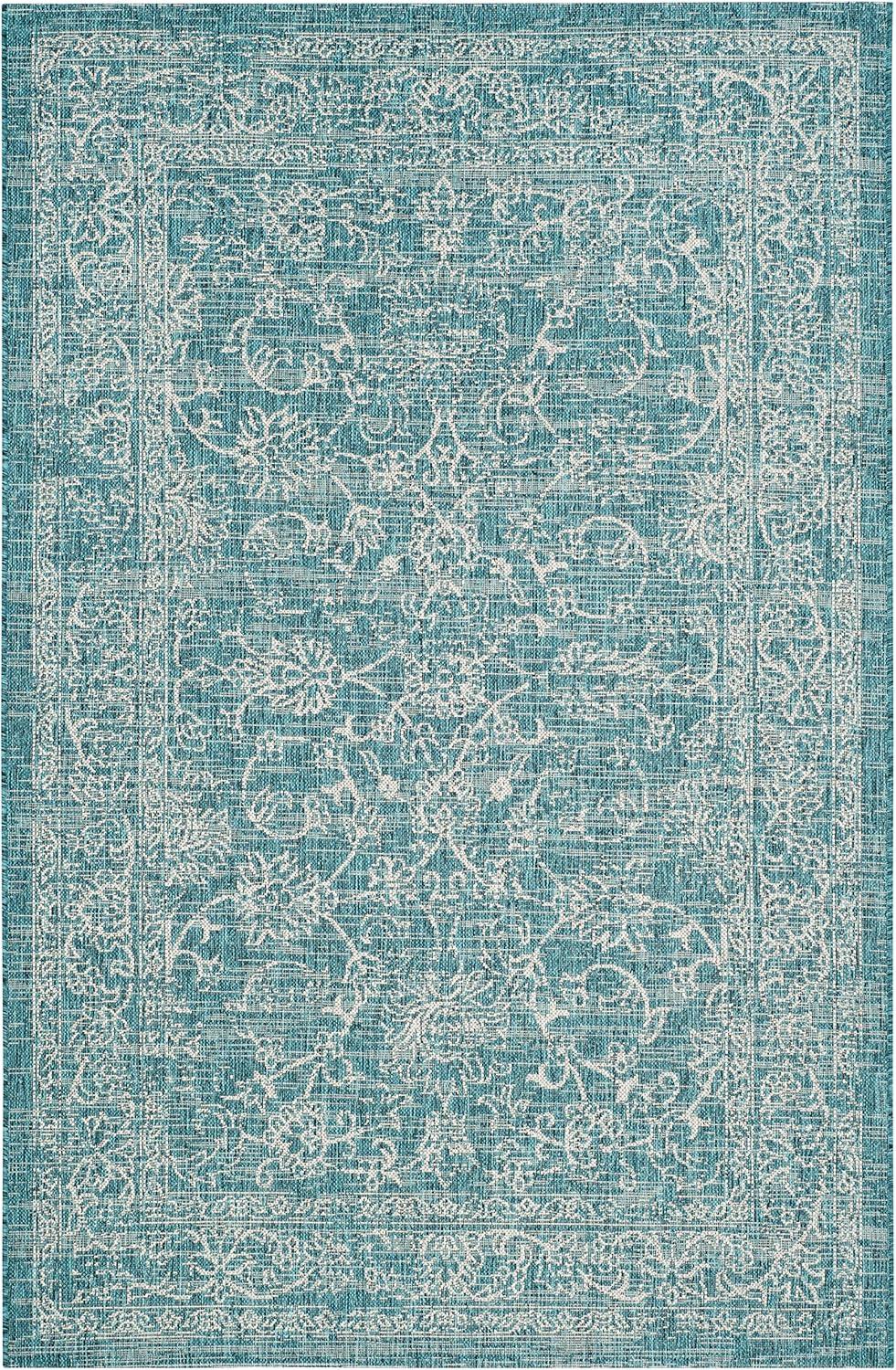 image:imageSAFAVIEH Washable Rug Outdoor Courtyard Collection 9 x 12 Aqua Blue amp Grey NonShedding amp Easy Cleaning Ideal for Patio Backyard Mudroom CY868037121Turquoise