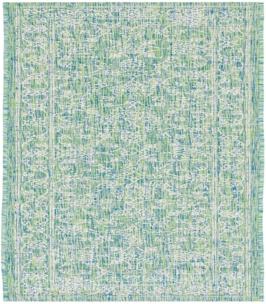image:imageSAFAVIEH Washable Rug Outdoor Courtyard Collection 9 x 12 Aqua Blue amp Grey NonShedding amp Easy Cleaning Ideal for Patio Backyard Mudroom CY868037121GreenIvory