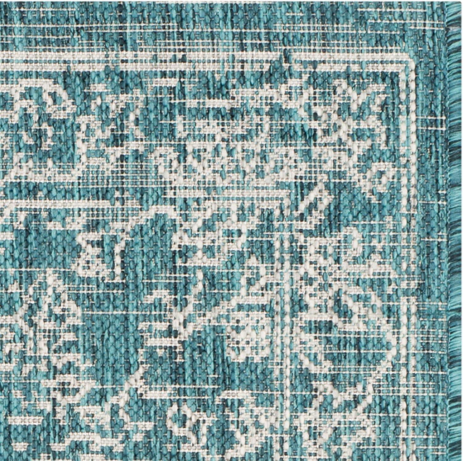 image:imageSAFAVIEH Washable Rug Outdoor Courtyard Collection 9 x 12 Aqua Blue amp Grey NonShedding amp Easy Cleaning Ideal for Patio Backyard Mudroom CY868037121Turquoise
