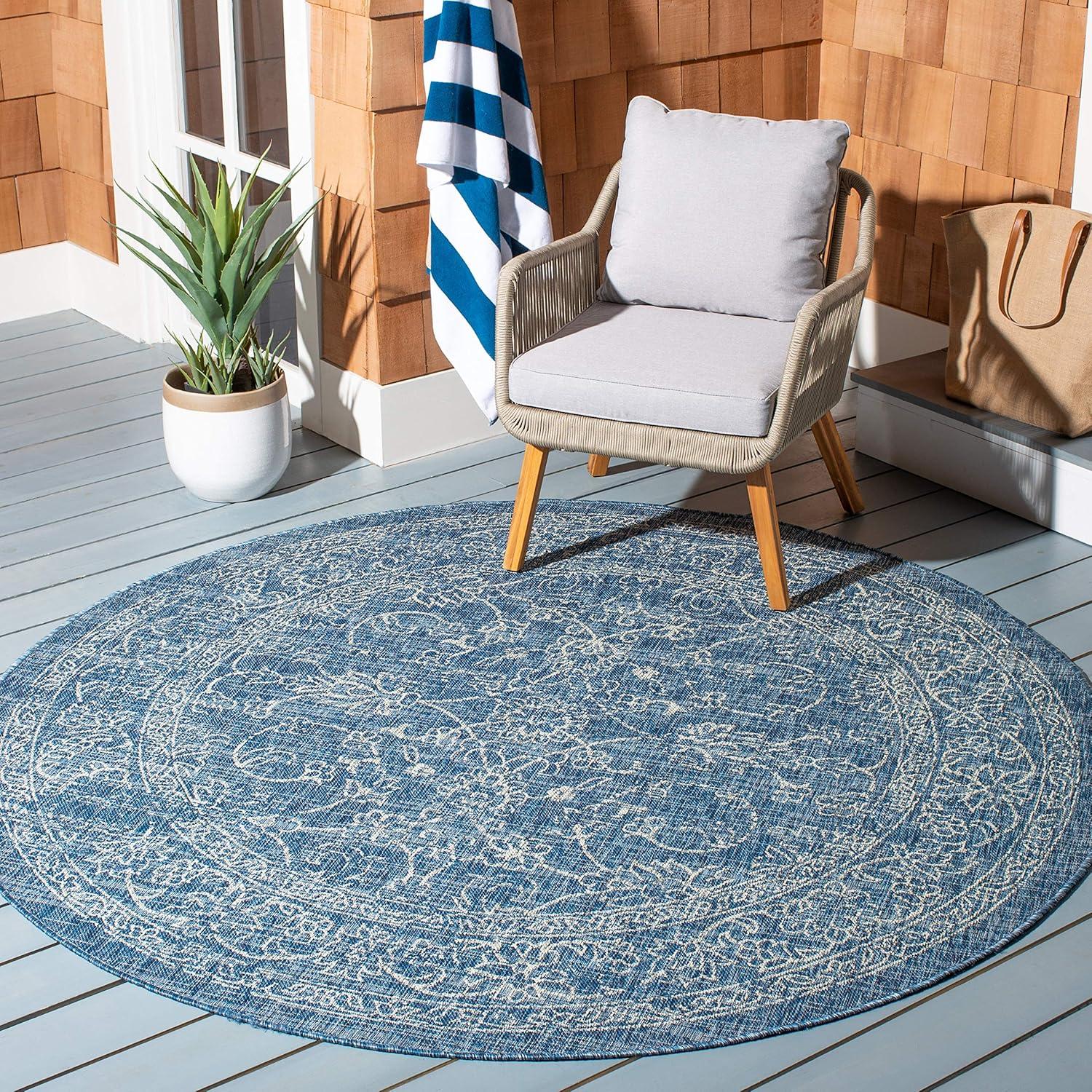 image:imageSAFAVIEH Washable Rug Outdoor Courtyard Collection 9 x 12 Aqua Blue amp Grey NonShedding amp Easy Cleaning Ideal for Patio Backyard Mudroom CY868037121NavyIvory
