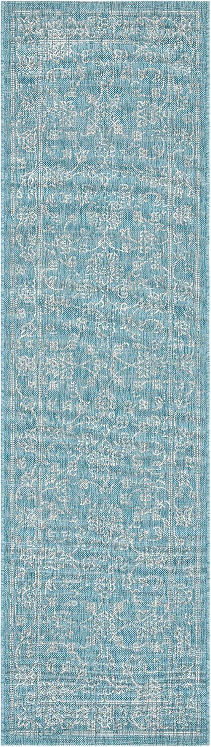 image:imageSAFAVIEH Washable Rug Outdoor Courtyard Collection 9 x 12 Aqua Blue amp Grey NonShedding amp Easy Cleaning Ideal for Patio Backyard Mudroom CY868037121AquaGrey