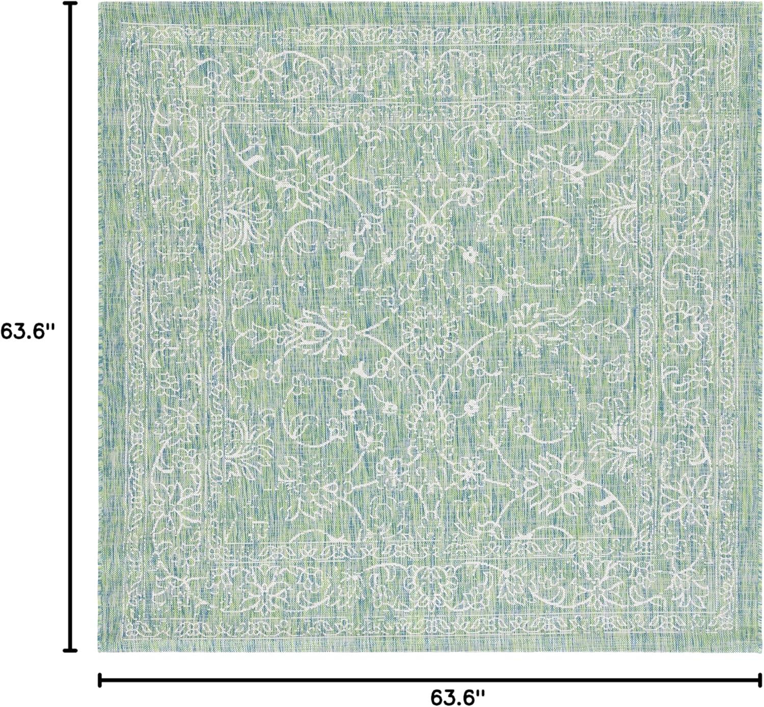 image:imageSAFAVIEH Washable Rug Outdoor Courtyard Collection 9 x 12 Aqua Blue amp Grey NonShedding amp Easy Cleaning Ideal for Patio Backyard Mudroom CY868037121GreenIvory
