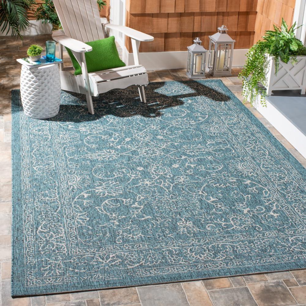 image:imageSAFAVIEH Washable Rug Outdoor Courtyard Collection 9 x 12 Aqua Blue amp Grey NonShedding amp Easy Cleaning Ideal for Patio Backyard Mudroom CY868037121Turquoise