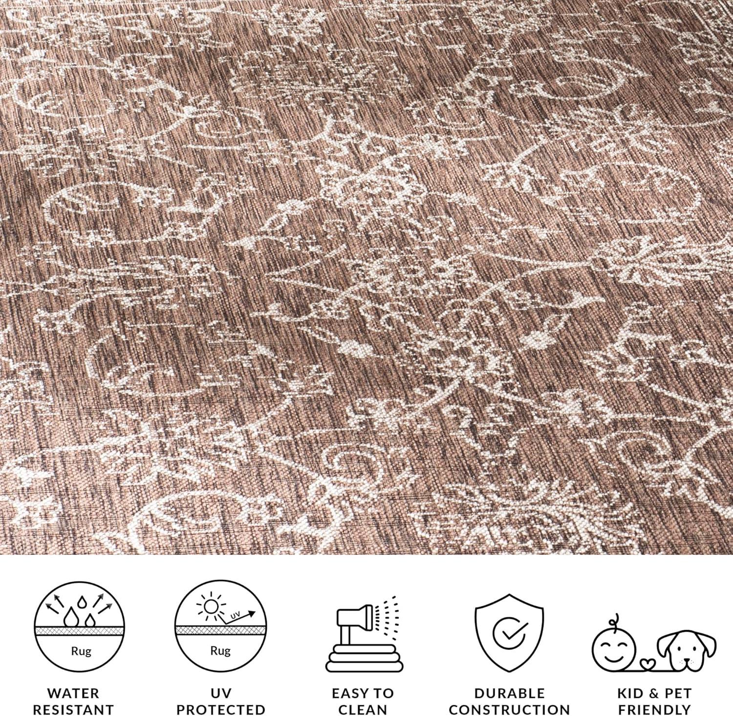 image:imageSAFAVIEH Washable Rug Outdoor Courtyard Collection 9 x 12 Aqua Blue amp Grey NonShedding amp Easy Cleaning Ideal for Patio Backyard Mudroom CY868037121BrownIvory