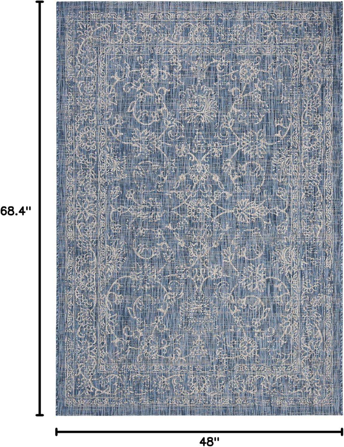 image:imageSAFAVIEH Washable Rug Outdoor Courtyard Collection 9 x 12 Aqua Blue amp Grey NonShedding amp Easy Cleaning Ideal for Patio Backyard Mudroom CY868037121NavyIvory