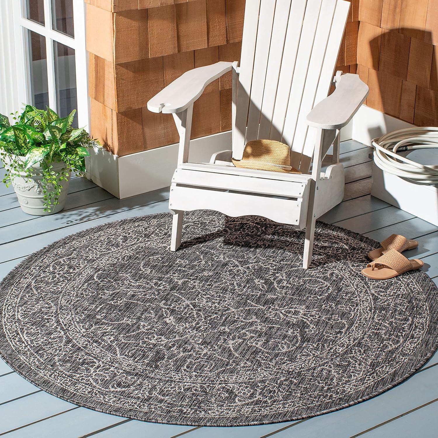 image:imageSAFAVIEH Washable Rug Outdoor Courtyard Collection 9 x 12 Aqua Blue amp Grey NonShedding amp Easy Cleaning Ideal for Patio Backyard Mudroom CY868037121BlackIvory