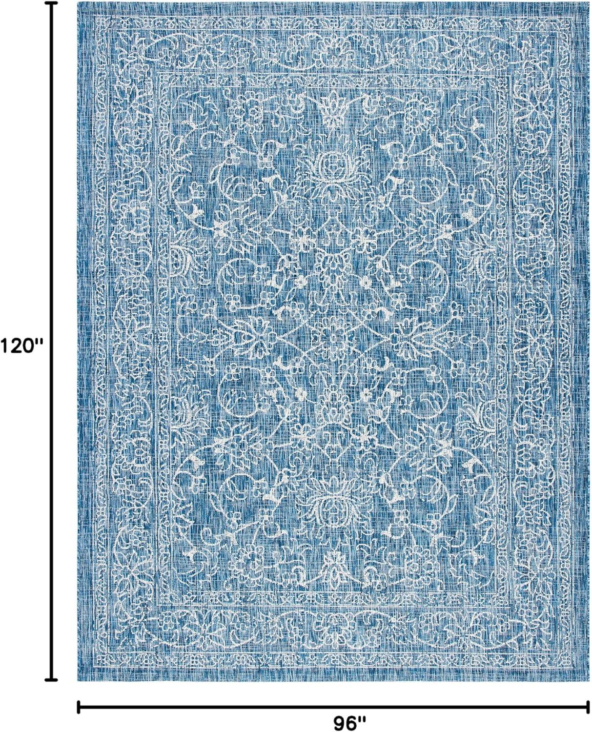 image:imageSAFAVIEH Washable Rug Outdoor Courtyard Collection 9 x 12 Aqua Blue amp Grey NonShedding amp Easy Cleaning Ideal for Patio Backyard Mudroom CY868037121NavyIvory