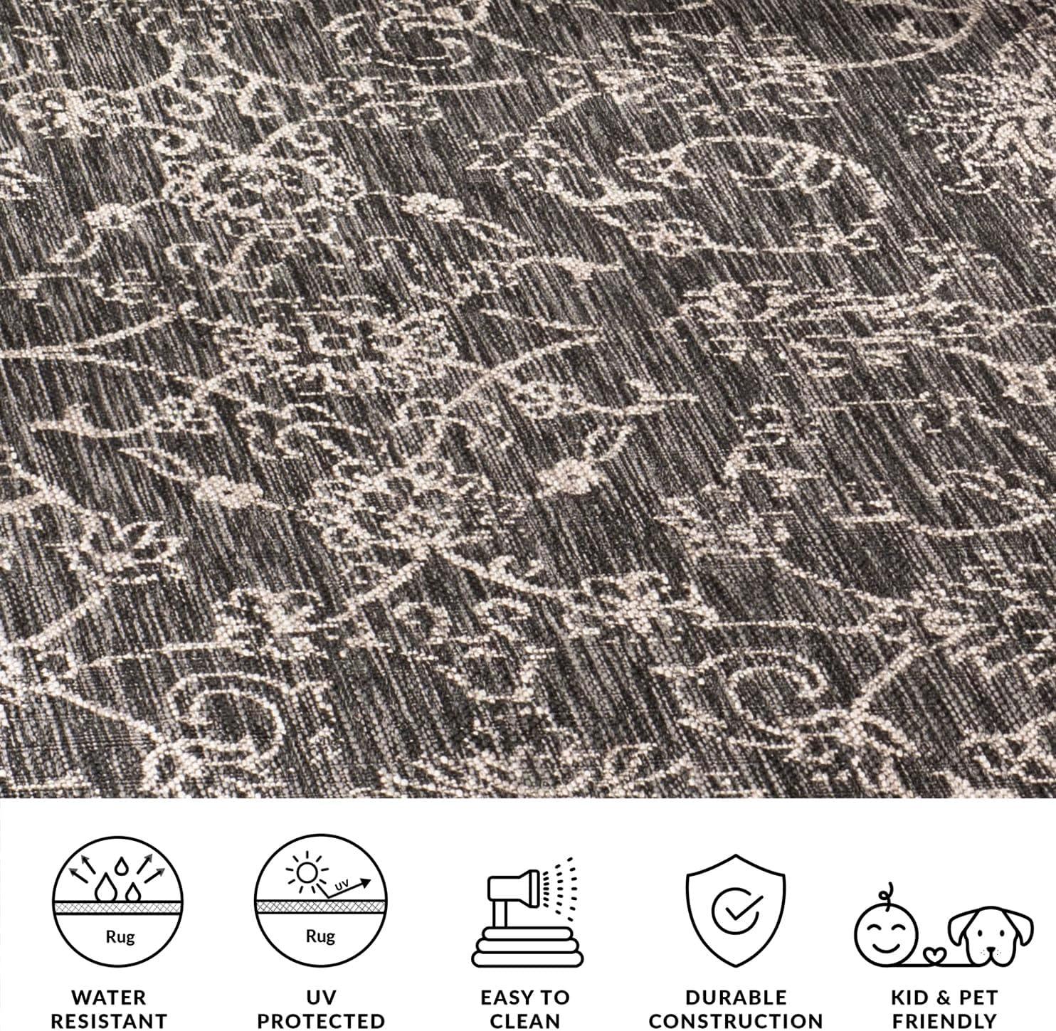 image:imageSAFAVIEH Washable Rug Outdoor Courtyard Collection 9 x 12 Aqua Blue amp Grey NonShedding amp Easy Cleaning Ideal for Patio Backyard Mudroom CY868037121BlackIvory