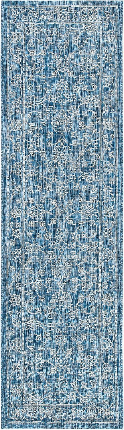 image:imageSAFAVIEH Washable Rug Outdoor Courtyard Collection 9 x 12 Aqua Blue amp Grey NonShedding amp Easy Cleaning Ideal for Patio Backyard Mudroom CY868037121NavyIvory