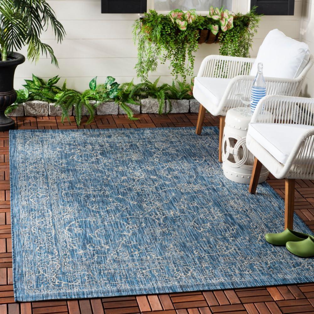 image:imageSAFAVIEH Washable Rug Outdoor Courtyard Collection 9 x 12 Aqua Blue amp Grey NonShedding amp Easy Cleaning Ideal for Patio Backyard Mudroom CY868037121NavyIvory
