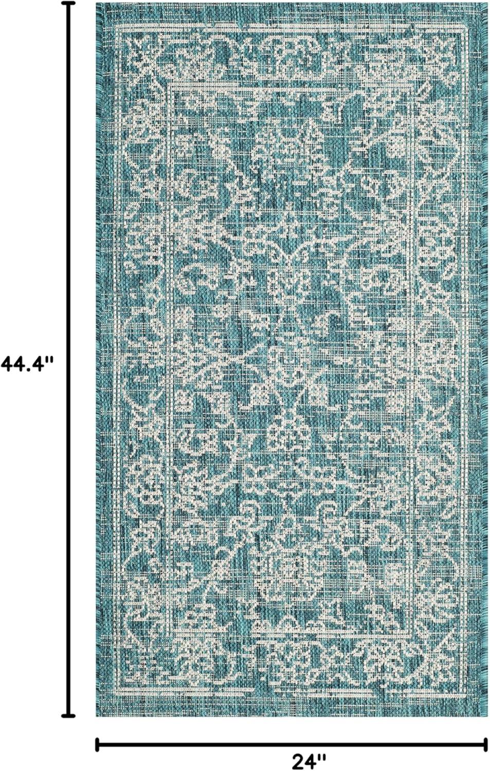 image:imageSAFAVIEH Washable Rug Outdoor Courtyard Collection 9 x 12 Aqua Blue amp Grey NonShedding amp Easy Cleaning Ideal for Patio Backyard Mudroom CY868037121Turquoise