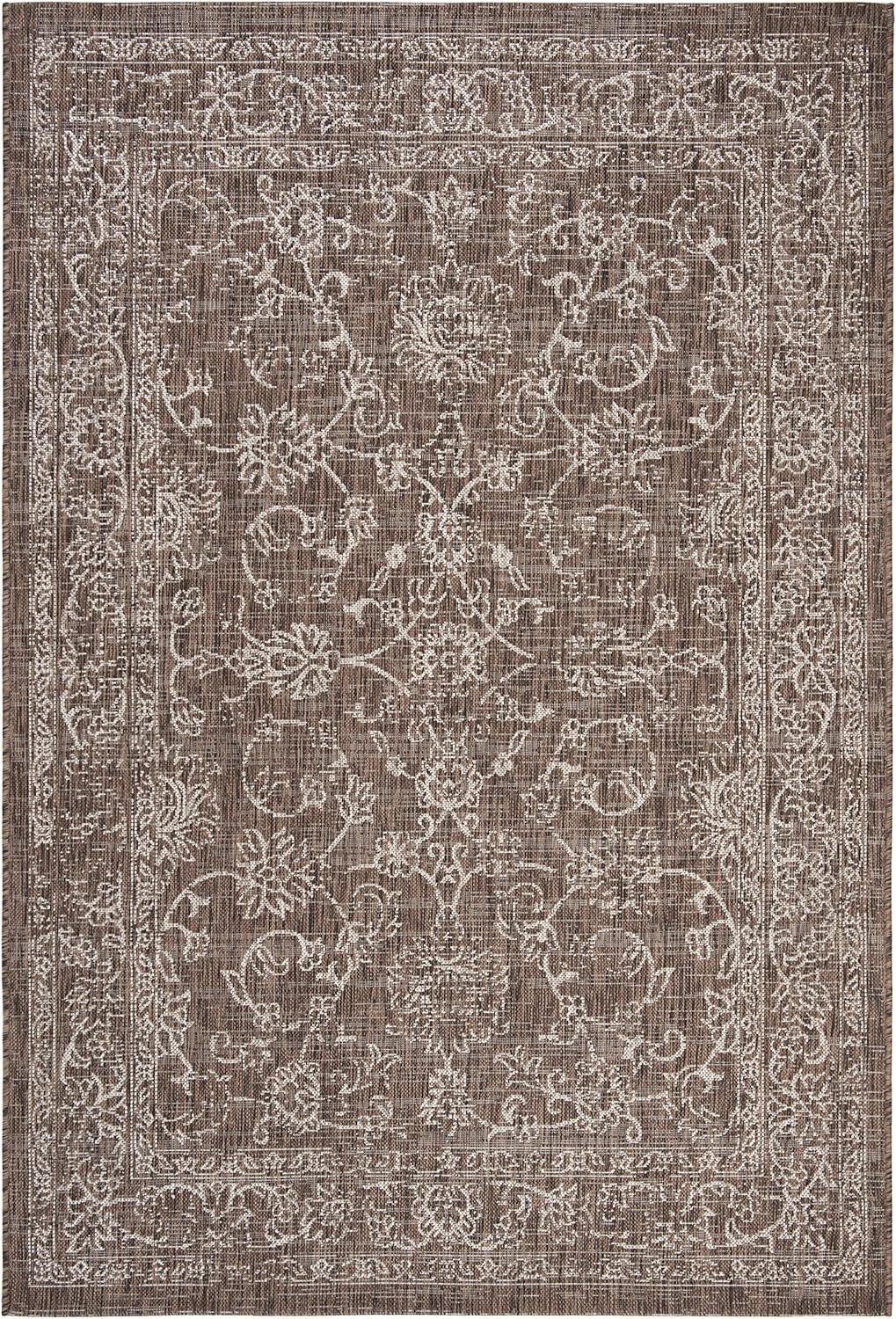 image:imageSAFAVIEH Washable Rug Outdoor Courtyard Collection 9 x 12 Aqua Blue amp Grey NonShedding amp Easy Cleaning Ideal for Patio Backyard Mudroom CY868037121BrownIvory