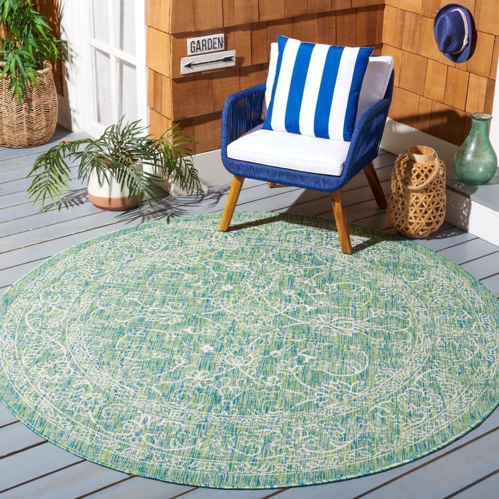 image:imageSAFAVIEH Washable Rug Outdoor Courtyard Collection 9 x 12 Aqua Blue amp Grey NonShedding amp Easy Cleaning Ideal for Patio Backyard Mudroom CY868037121GreenIvory