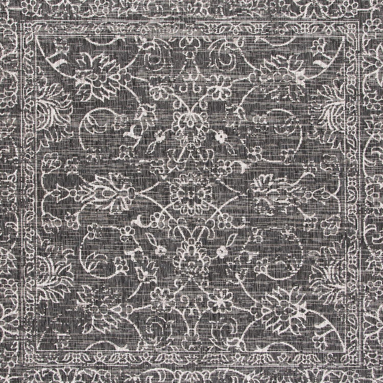 image:imageSAFAVIEH Washable Rug Outdoor Courtyard Collection 9 x 12 Aqua Blue amp Grey NonShedding amp Easy Cleaning Ideal for Patio Backyard Mudroom CY868037121BlackIvory