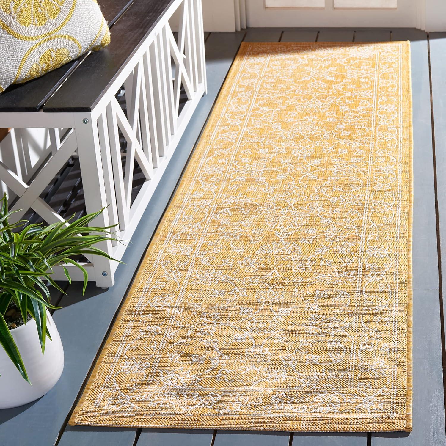 image:imageSAFAVIEH Washable Rug Outdoor Courtyard Collection 9 x 12 Aqua Blue amp Grey NonShedding amp Easy Cleaning Ideal for Patio Backyard Mudroom CY868037121GoldIvory
