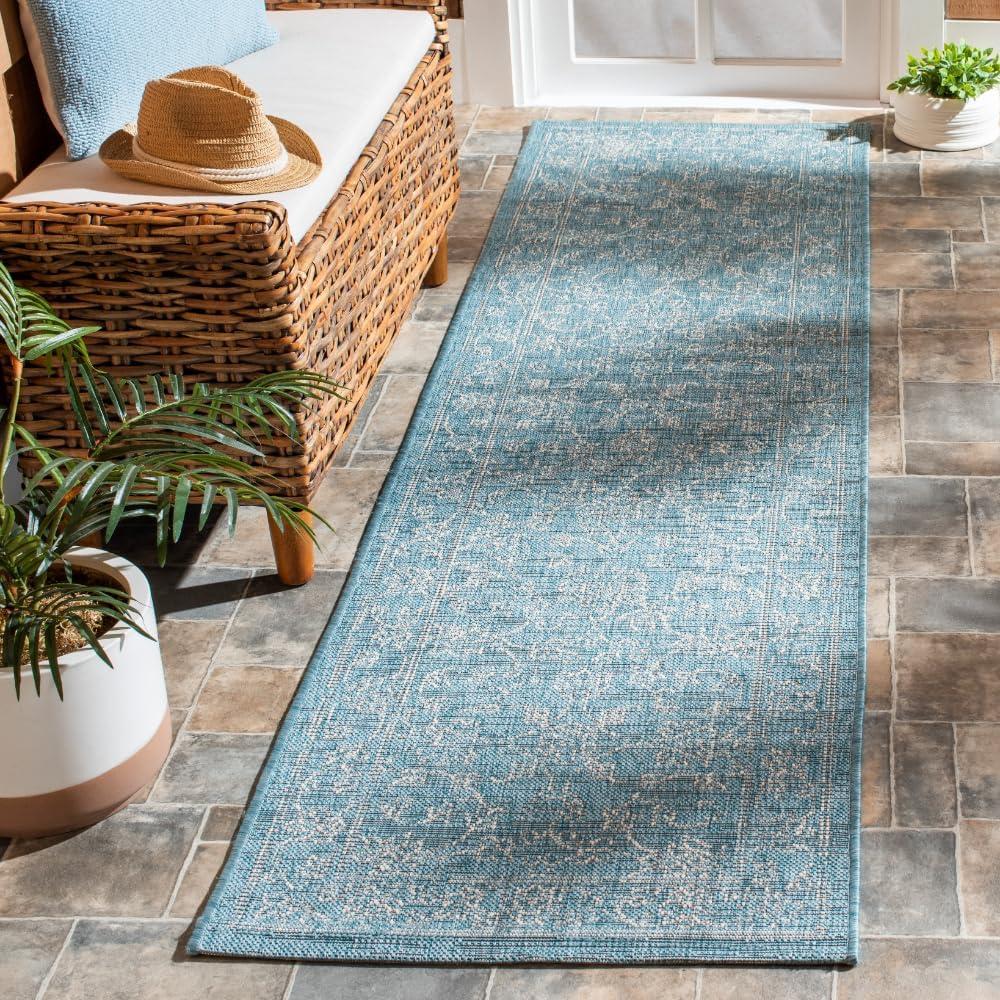 image:imageSAFAVIEH Washable Rug Outdoor Courtyard Collection 9 x 12 Aqua Blue amp Grey NonShedding amp Easy Cleaning Ideal for Patio Backyard Mudroom CY868037121AquaGrey