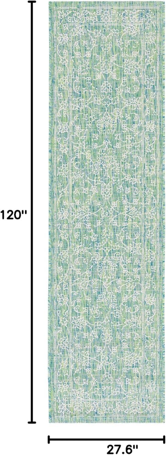 image:imageSAFAVIEH Washable Rug Outdoor Courtyard Collection 9 x 12 Aqua Blue amp Grey NonShedding amp Easy Cleaning Ideal for Patio Backyard Mudroom CY868037121GreenIvory