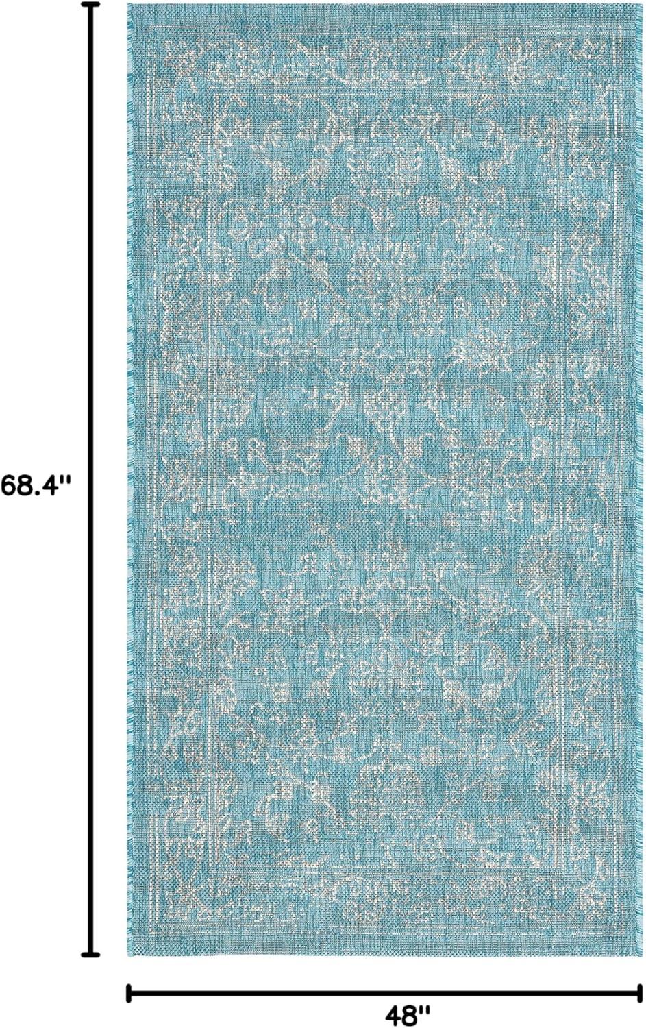 image:imageSAFAVIEH Washable Rug Outdoor Courtyard Collection 9 x 12 Aqua Blue amp Grey NonShedding amp Easy Cleaning Ideal for Patio Backyard Mudroom CY868037121AquaGrey