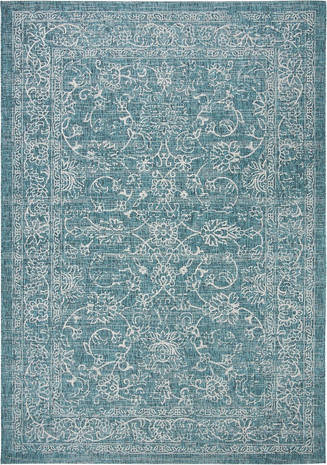 image:imageSAFAVIEH Washable Rug Outdoor Courtyard Collection 9 x 12 Aqua Blue amp Grey NonShedding amp Easy Cleaning Ideal for Patio Backyard Mudroom CY868037121Turquoise
