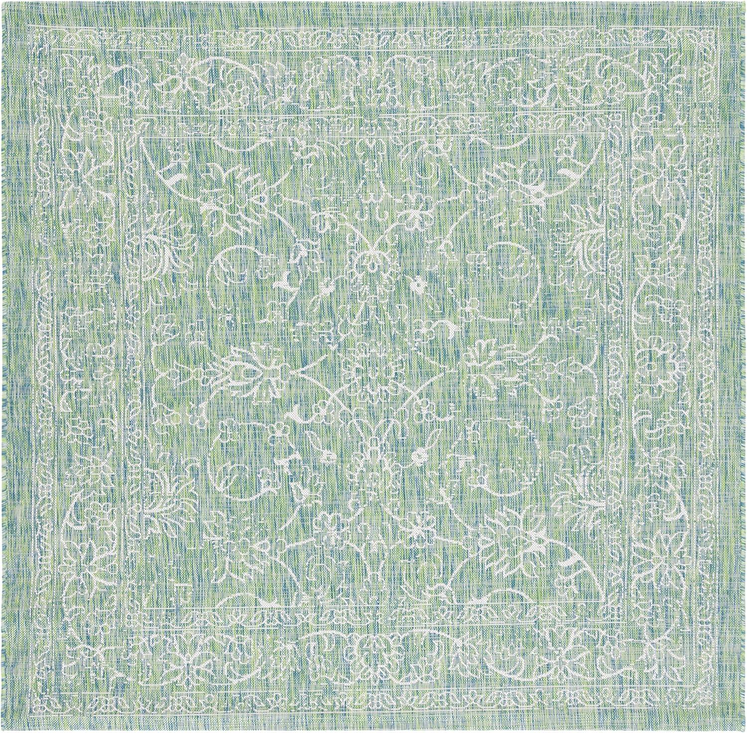 image:imageSAFAVIEH Washable Rug Outdoor Courtyard Collection 9 x 12 Aqua Blue amp Grey NonShedding amp Easy Cleaning Ideal for Patio Backyard Mudroom CY868037121GreenIvory