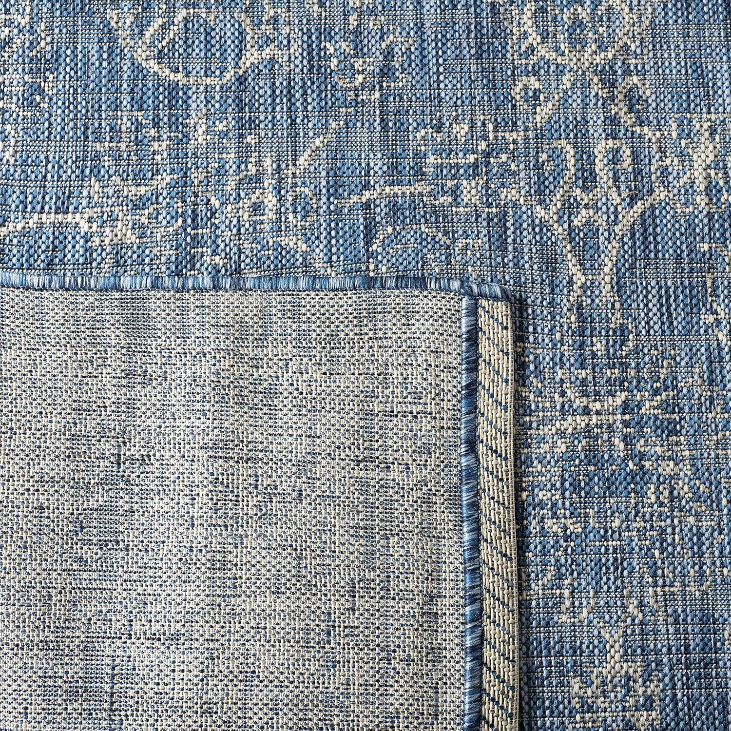 image:imageSAFAVIEH Washable Rug Outdoor Courtyard Collection 9 x 12 Aqua Blue amp Grey NonShedding amp Easy Cleaning Ideal for Patio Backyard Mudroom CY868037121NavyIvory