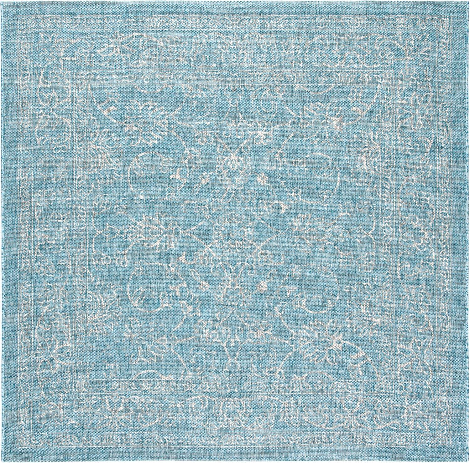 image:imageSAFAVIEH Washable Rug Outdoor Courtyard Collection 9 x 12 Aqua Blue amp Grey NonShedding amp Easy Cleaning Ideal for Patio Backyard Mudroom CY868037121AquaGrey
