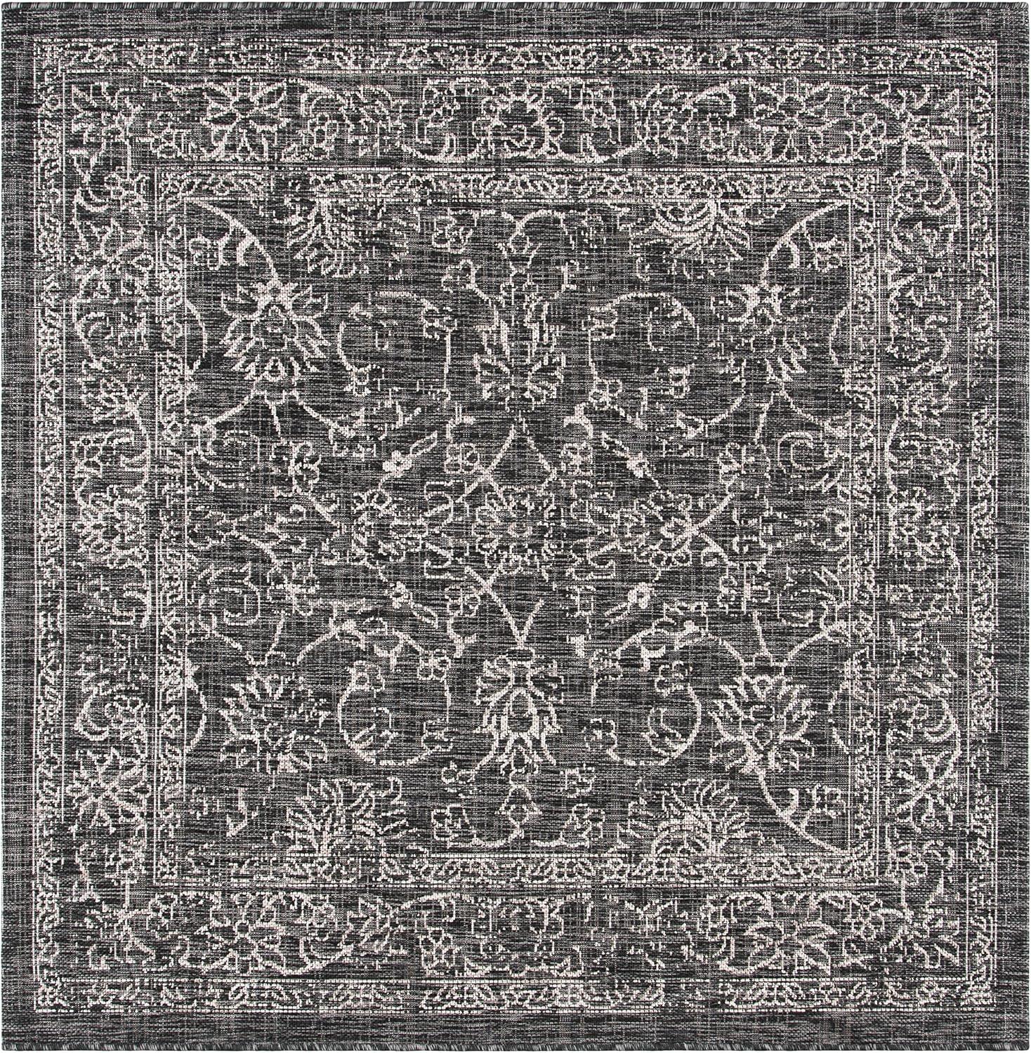 image:imageSAFAVIEH Washable Rug Outdoor Courtyard Collection 9 x 12 Aqua Blue amp Grey NonShedding amp Easy Cleaning Ideal for Patio Backyard Mudroom CY868037121BlackIvory