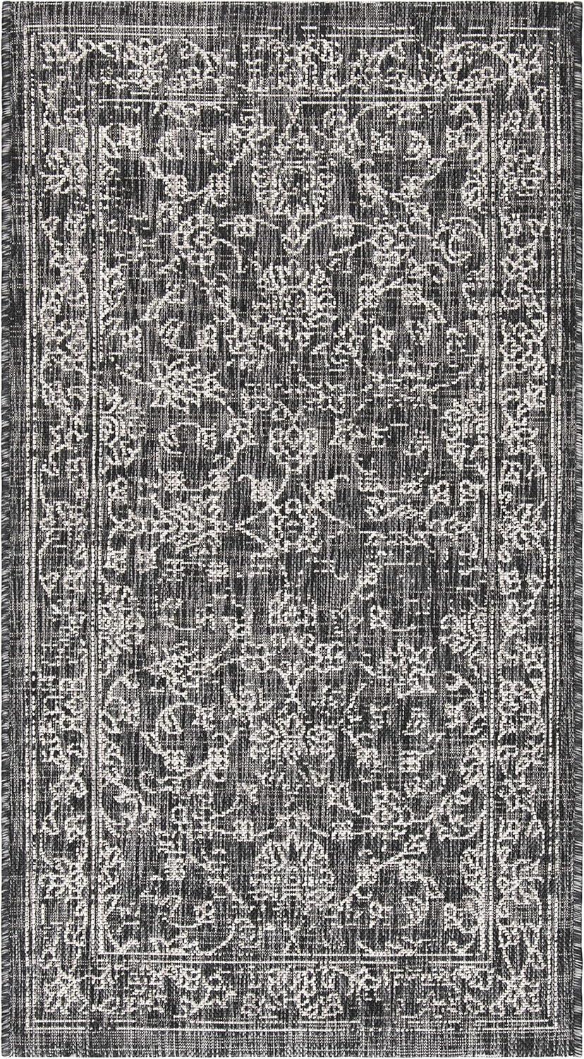 image:imageSAFAVIEH Washable Rug Outdoor Courtyard Collection 9 x 12 Aqua Blue amp Grey NonShedding amp Easy Cleaning Ideal for Patio Backyard Mudroom CY868037121BlackIvory