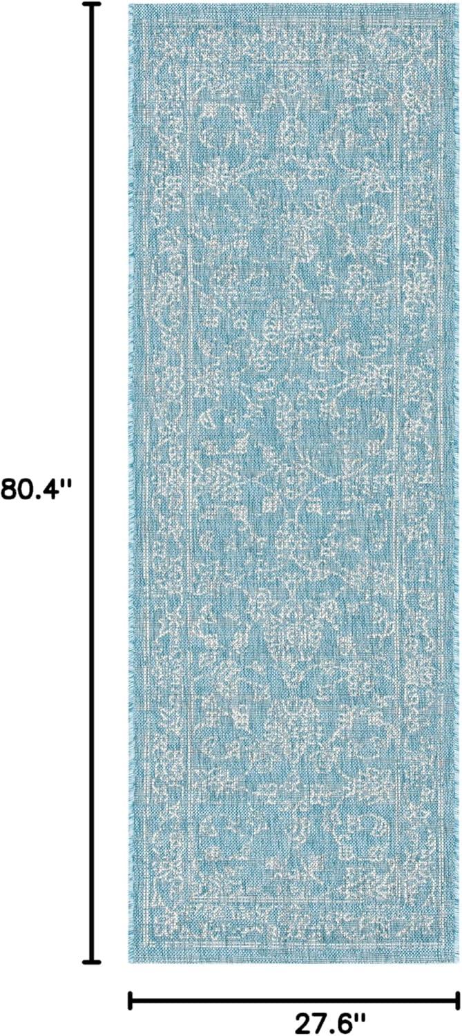 image:imageSAFAVIEH Washable Rug Outdoor Courtyard Collection 9 x 12 Aqua Blue amp Grey NonShedding amp Easy Cleaning Ideal for Patio Backyard Mudroom CY868037121AquaGrey