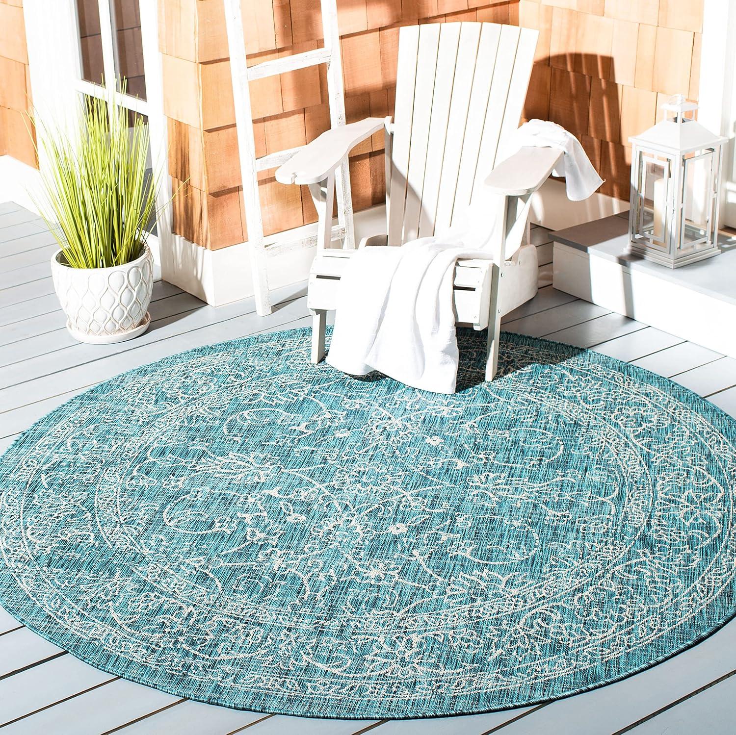 image:imageSAFAVIEH Washable Rug Outdoor Courtyard Collection 9 x 12 Aqua Blue amp Grey NonShedding amp Easy Cleaning Ideal for Patio Backyard Mudroom CY868037121Turquoise