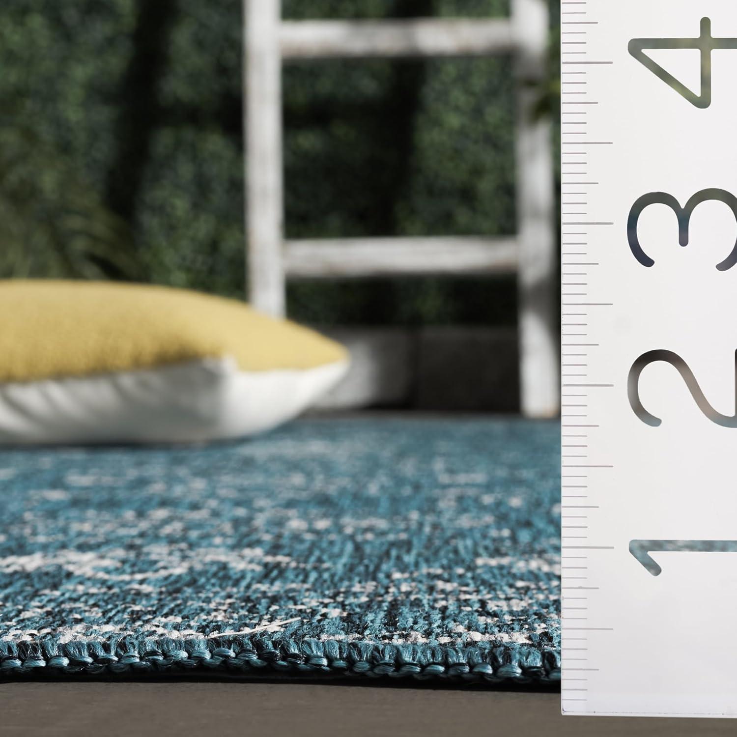 image:imageSAFAVIEH Washable Rug Outdoor Courtyard Collection 9 x 12 Aqua Blue amp Grey NonShedding amp Easy Cleaning Ideal for Patio Backyard Mudroom CY868037121Turquoise
