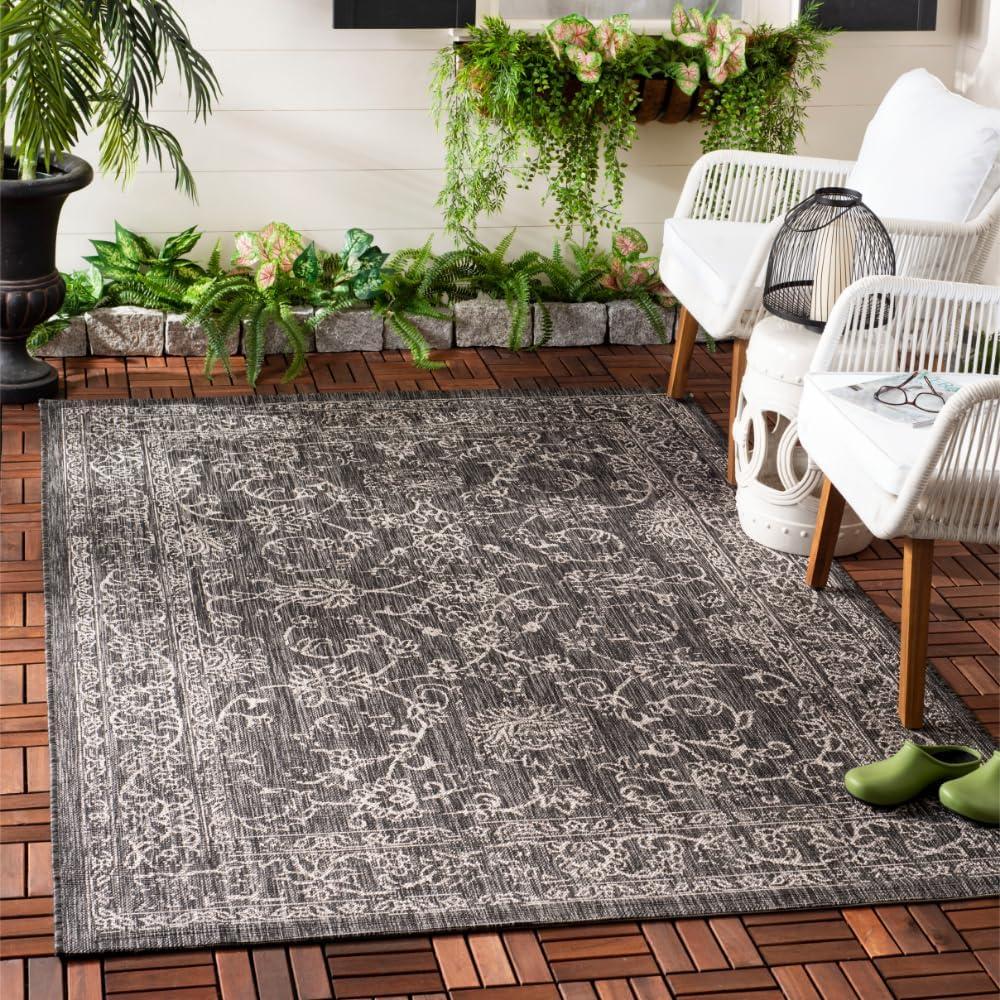 image:imageSAFAVIEH Washable Rug Outdoor Courtyard Collection 9 x 12 Aqua Blue amp Grey NonShedding amp Easy Cleaning Ideal for Patio Backyard Mudroom CY868037121BlackIvory