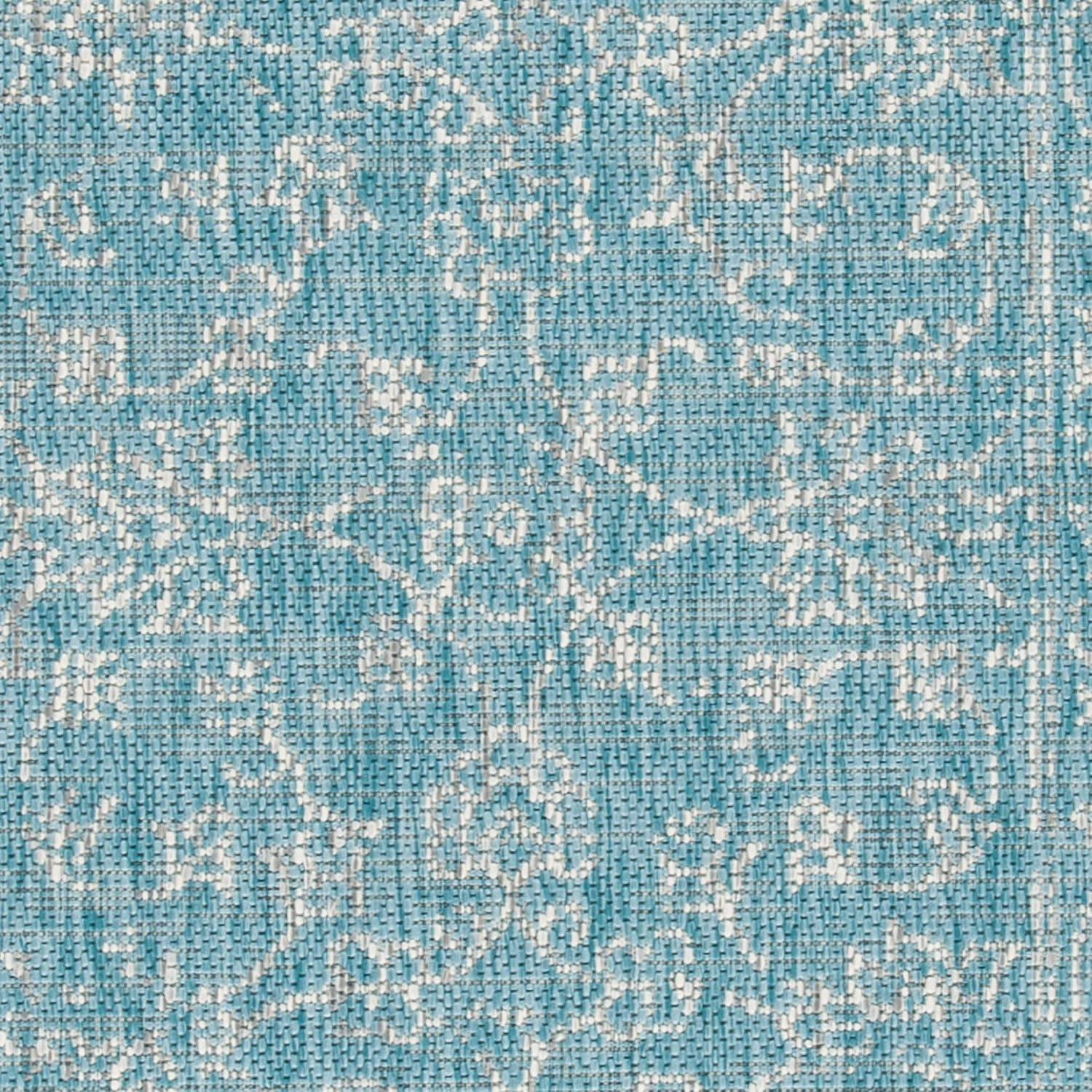 image:imageSAFAVIEH Washable Rug Outdoor Courtyard Collection 9 x 12 Aqua Blue amp Grey NonShedding amp Easy Cleaning Ideal for Patio Backyard Mudroom CY868037121AquaGrey