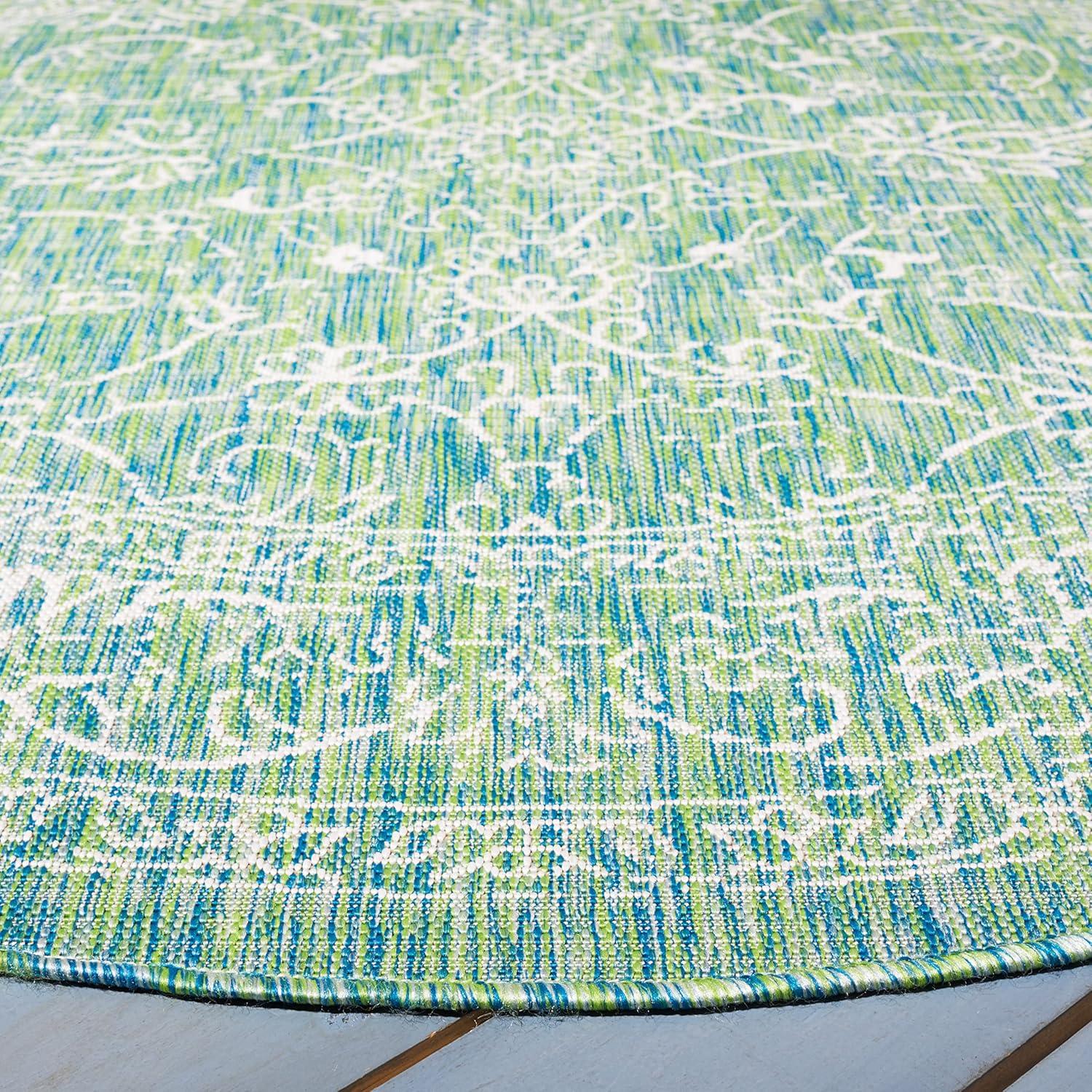 image:imageSAFAVIEH Washable Rug Outdoor Courtyard Collection 9 x 12 Aqua Blue amp Grey NonShedding amp Easy Cleaning Ideal for Patio Backyard Mudroom CY868037121GreenIvory