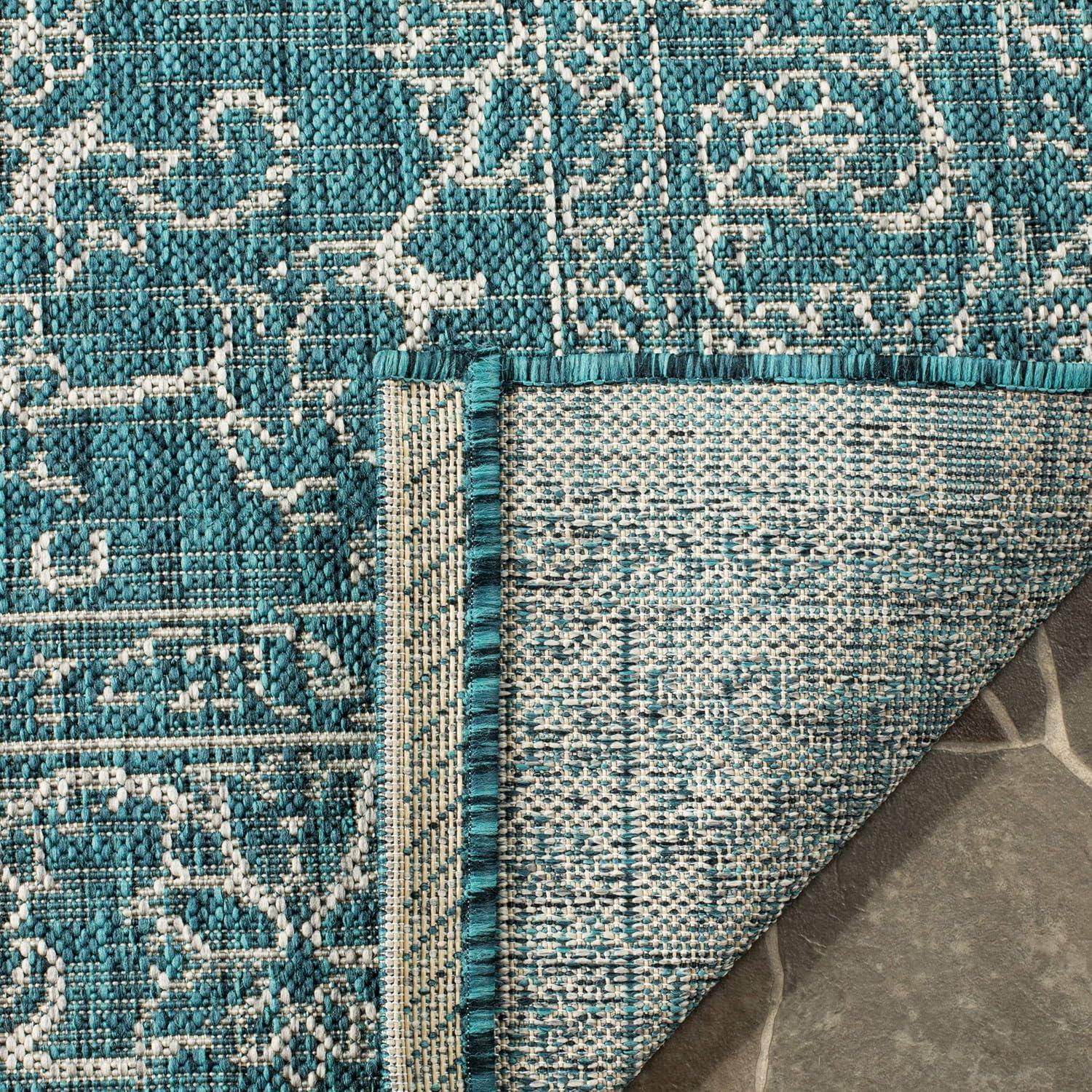 image:imageSAFAVIEH Washable Rug Outdoor Courtyard Collection 9 x 12 Aqua Blue amp Grey NonShedding amp Easy Cleaning Ideal for Patio Backyard Mudroom CY868037121Turquoise