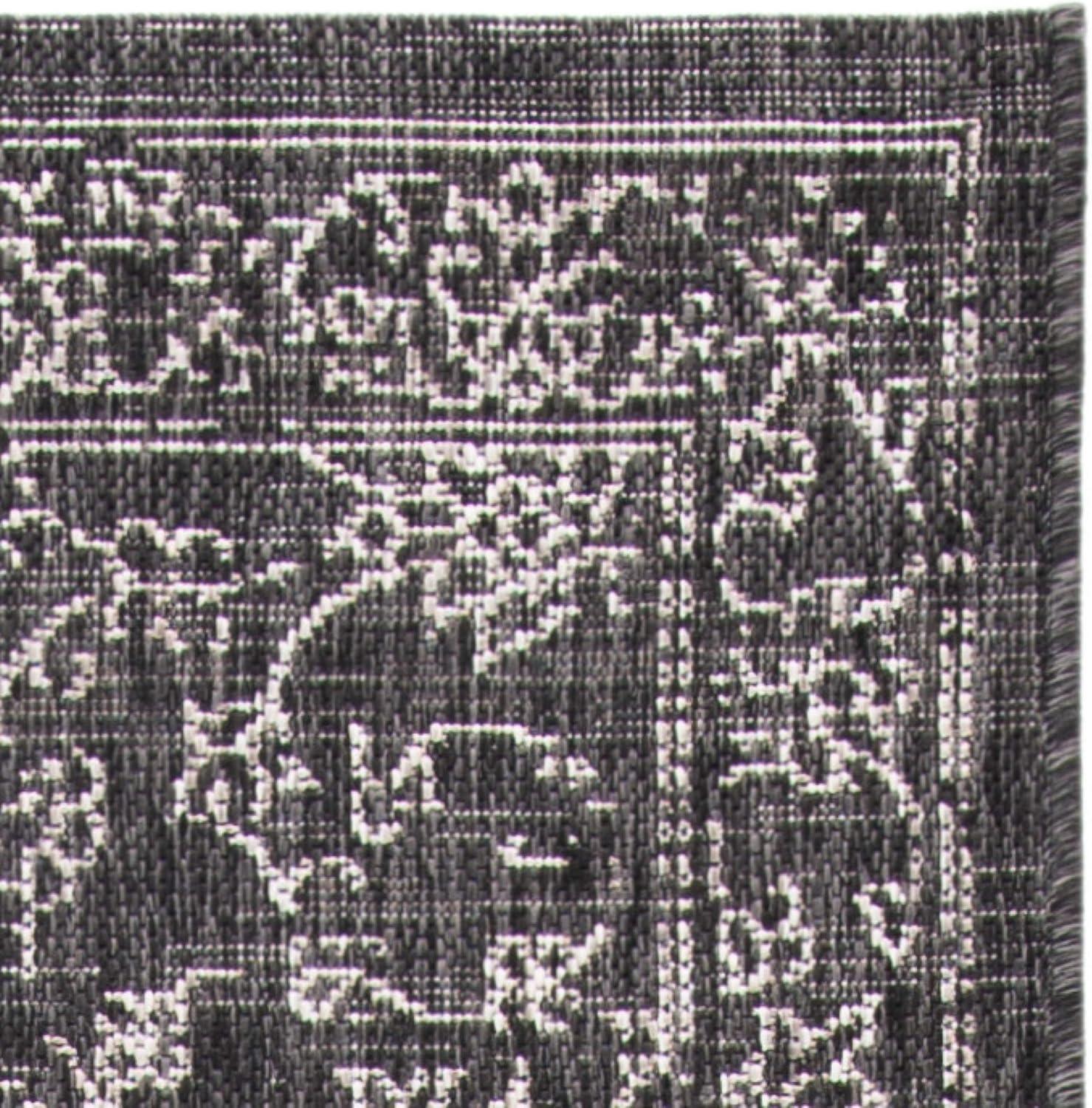 image:imageSAFAVIEH Washable Rug Outdoor Courtyard Collection 9 x 12 Aqua Blue amp Grey NonShedding amp Easy Cleaning Ideal for Patio Backyard Mudroom CY868037121BlackIvory