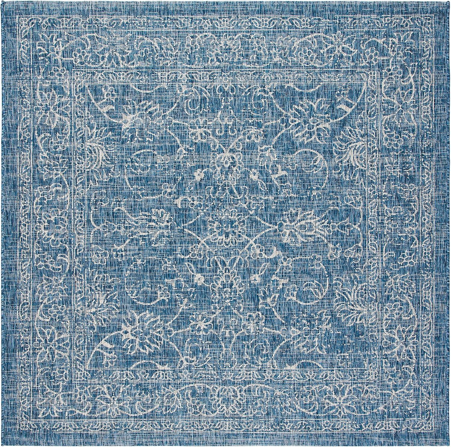 image:imageSAFAVIEH Washable Rug Outdoor Courtyard Collection 9 x 12 Aqua Blue amp Grey NonShedding amp Easy Cleaning Ideal for Patio Backyard Mudroom CY868037121NavyIvory