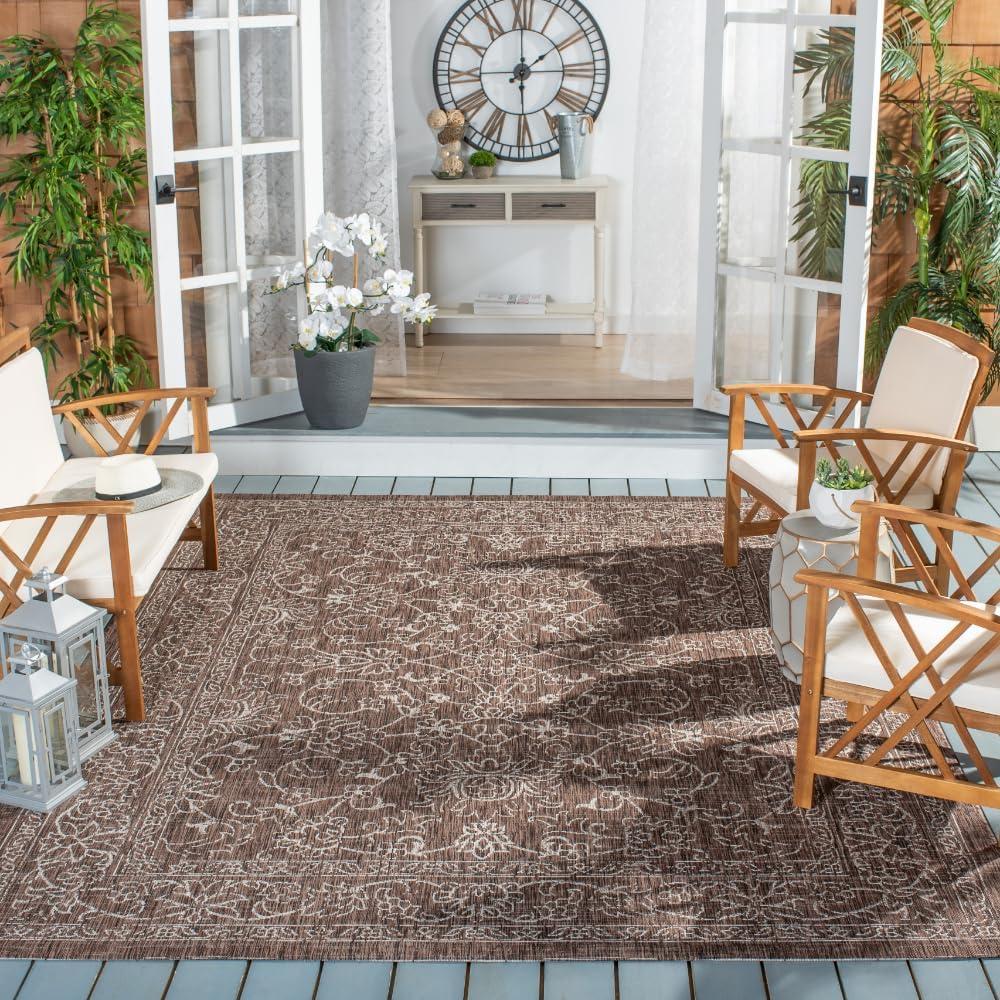 image:imageSAFAVIEH Washable Rug Outdoor Courtyard Collection 9 x 12 Aqua Blue amp Grey NonShedding amp Easy Cleaning Ideal for Patio Backyard Mudroom CY868037121BrownIvory